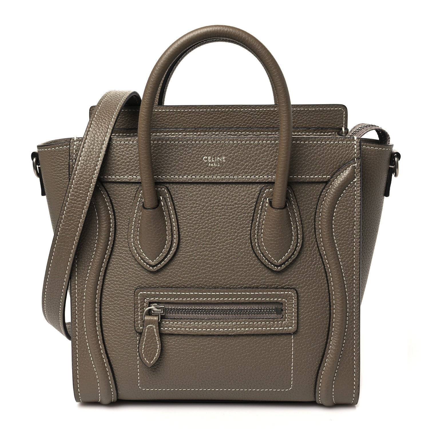 Celine Drummed Calfskin Nano Luggage Souris 1 of 11