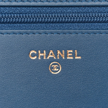 Chanel Caviar Quilted Boy Wallet On Chain WOC Blue 6 of 9