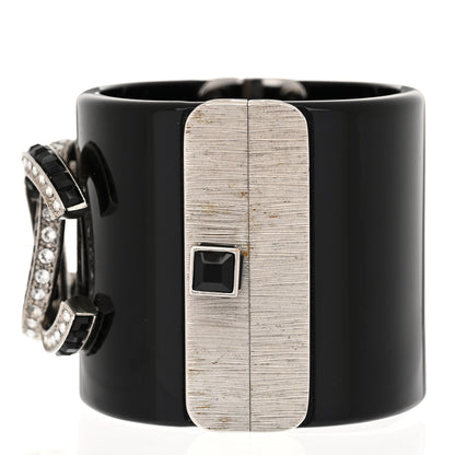 Chanel Resin Baguette Crystal CC Cuff Black 5 of 6
