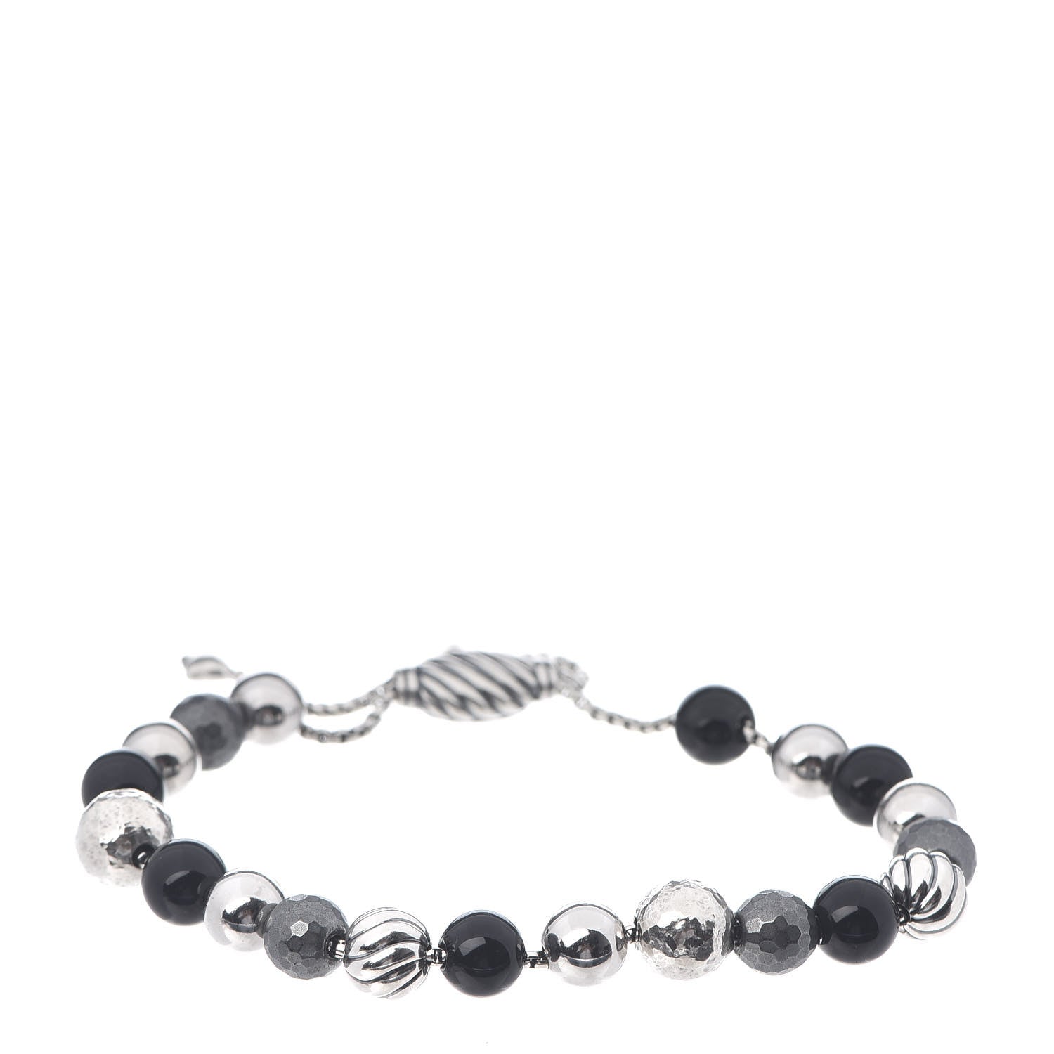 David Yurman Sterling Silver Black Onyx Hematite 8mm Elements Bead Bracelet 1 of 4