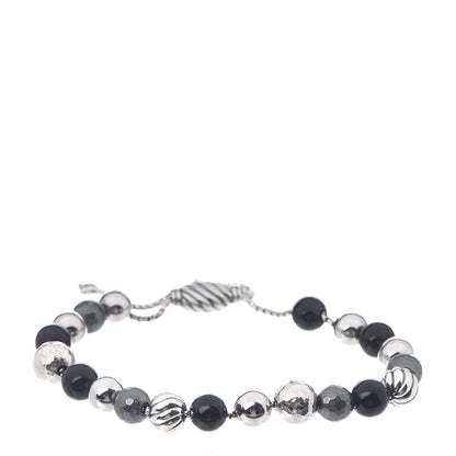 David Yurman Sterling Silver Black Onyx Hematite 8mm Elements Bead Bracelet 1 of 4