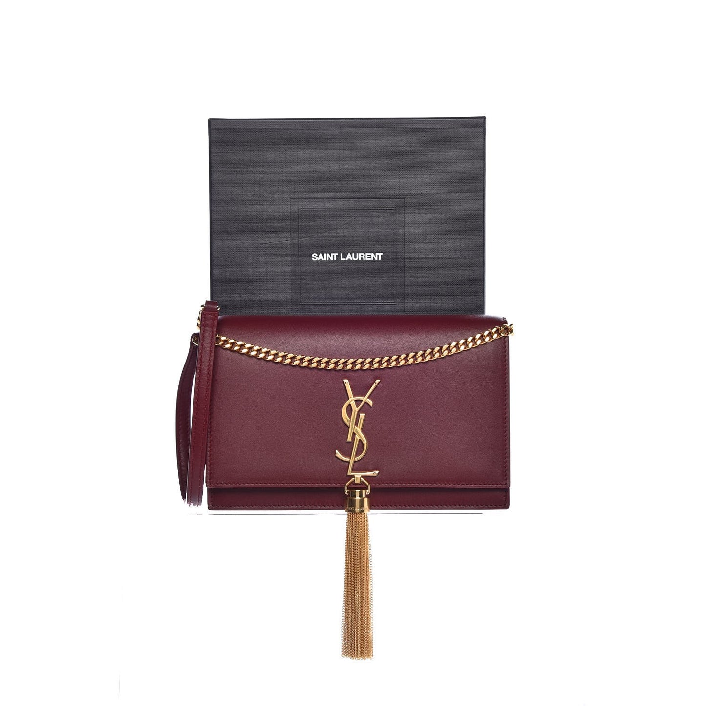 Smooth Calfskin Classic Monogram Kate Tassel Chain Wallet Pallisandre