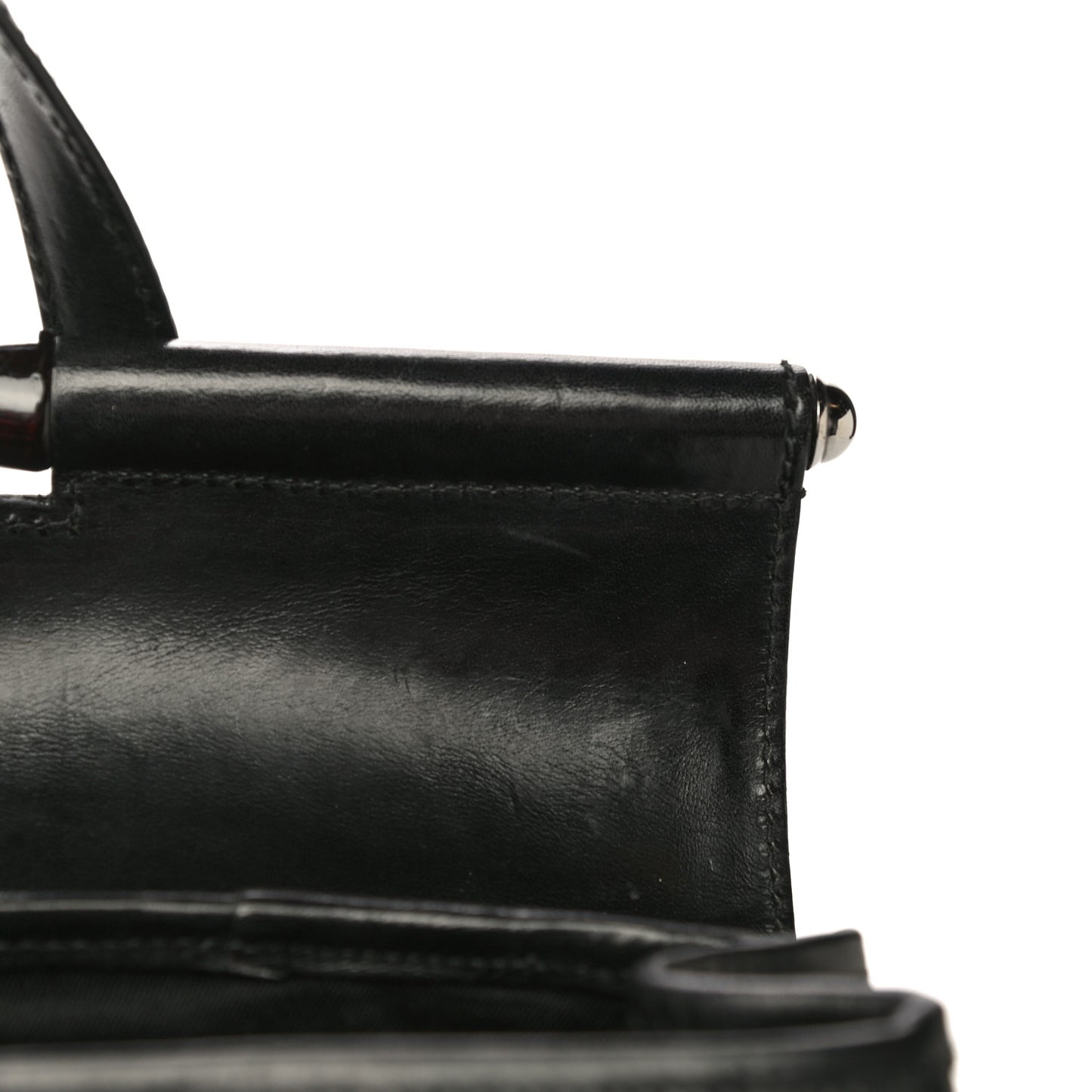 Monogram Studded Bamboo Bullet Satchel Black