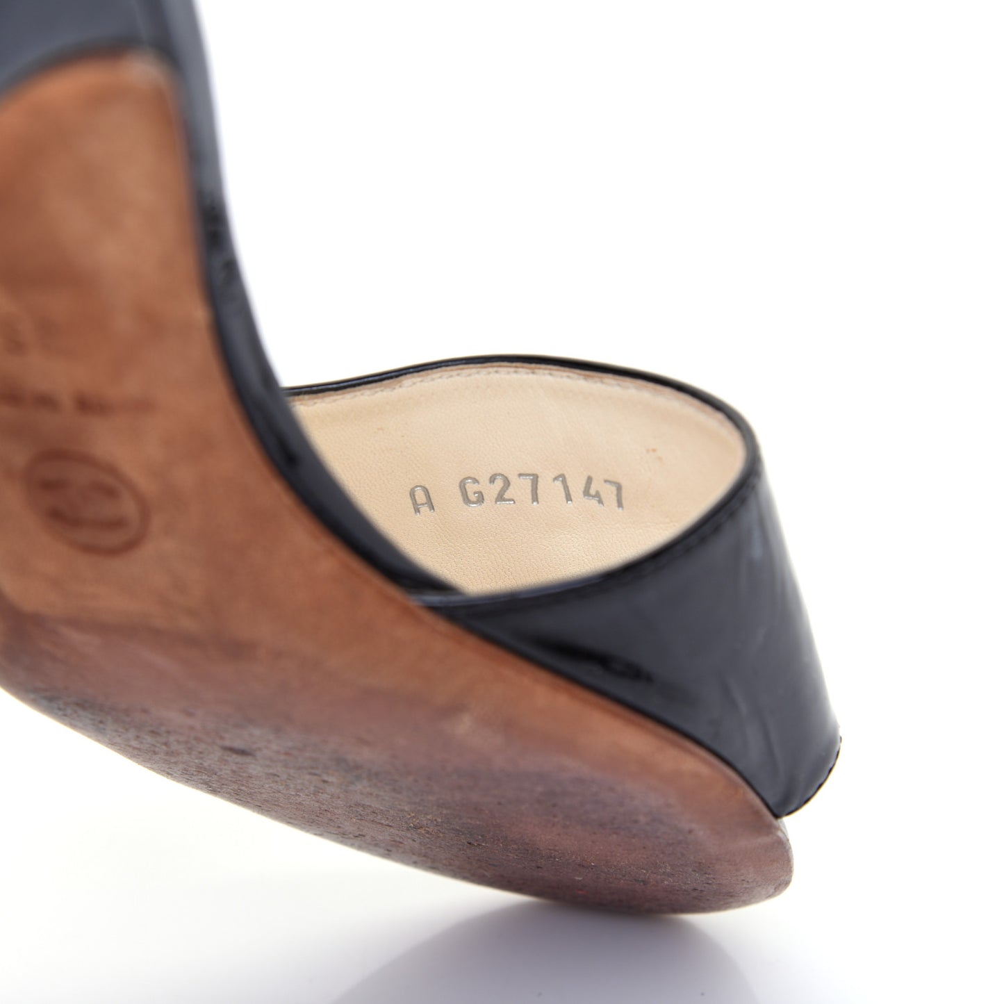 Patent Calfskin CC Mules 36 Black