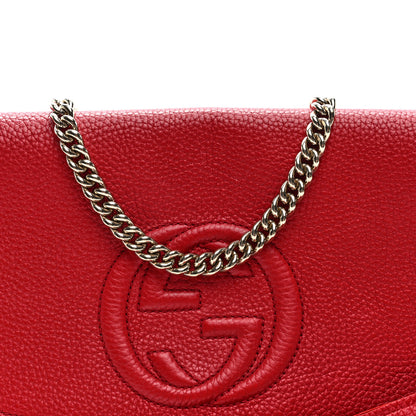 Gucci Pebbled Calfskin Medium Soho Flap Crossbody Vibrant Red 7 of 9