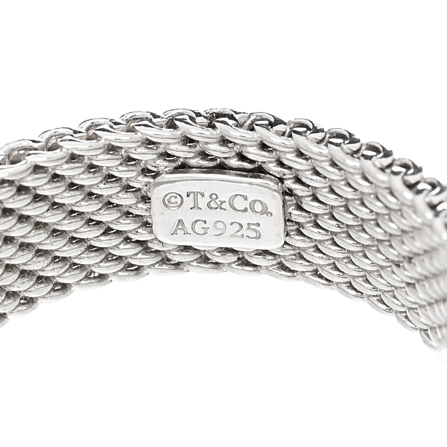 Sterling Silver Somerset Mesh Buckle Ring 50 5.5