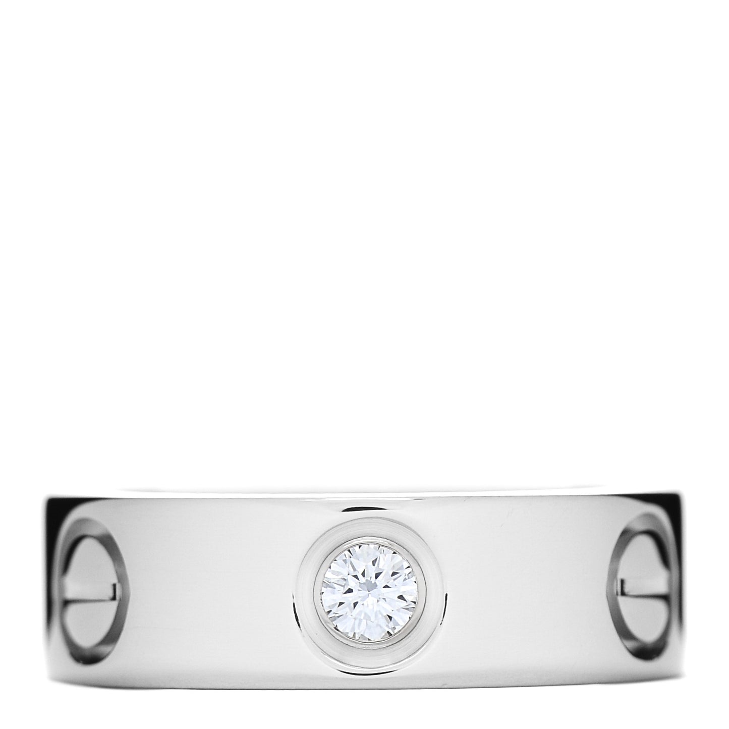 18K White Gold 3 Diamond 5.5mm LOVE Ring 46 3.75