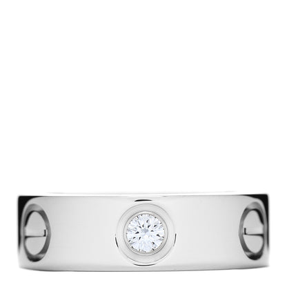 Cartier 18K White Gold 3 Diamond 5.5mm LOVE Ring 46 3.75 1 of 4