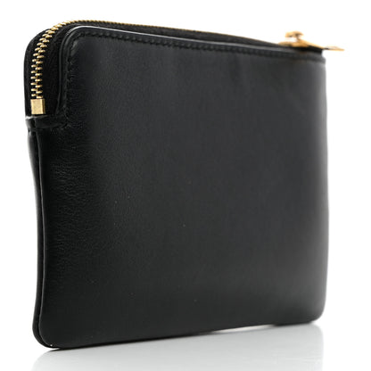 Celine Smooth Calfskin Cuir Triomphe Coin and Card Pouch With Hook Black 3 of 7