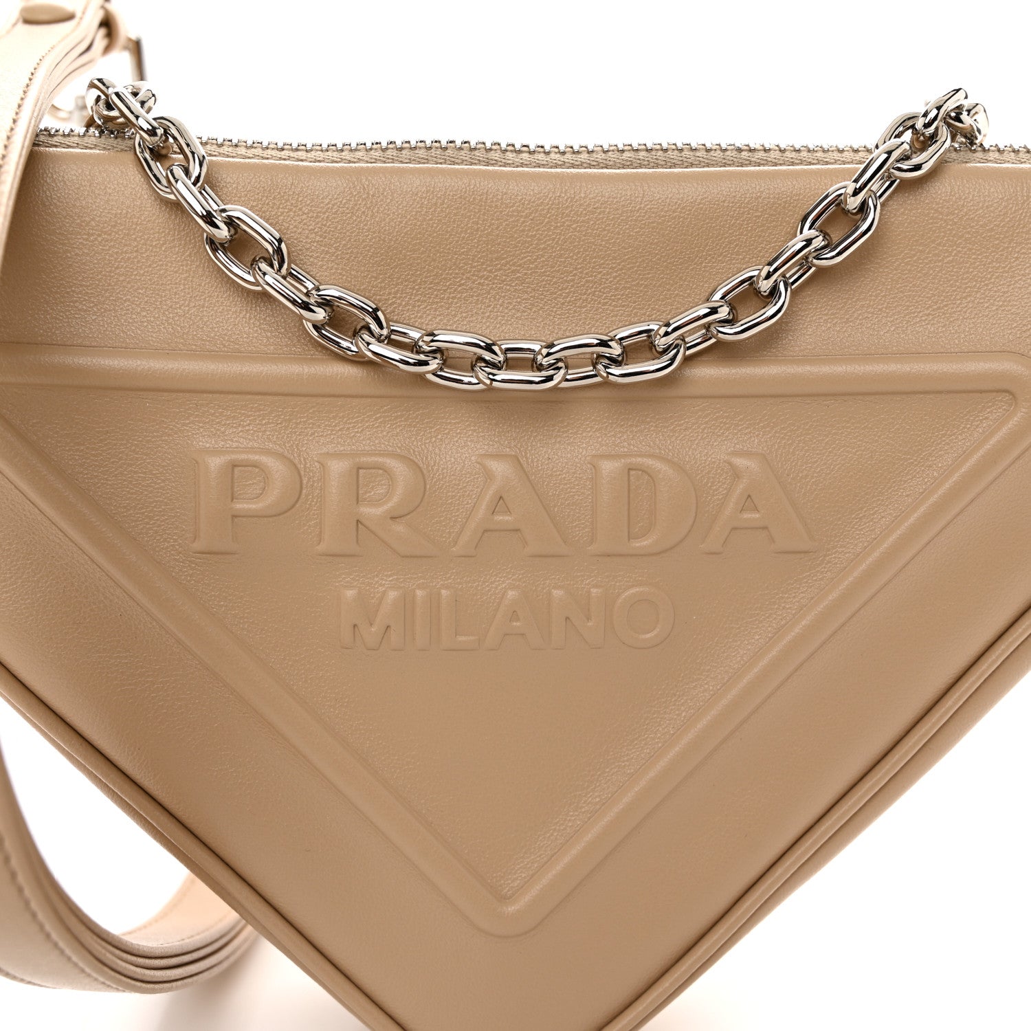 Prada Grace Lux Triangle Logo Embossed Mini Triangle Bag Sabbia 8 of 11