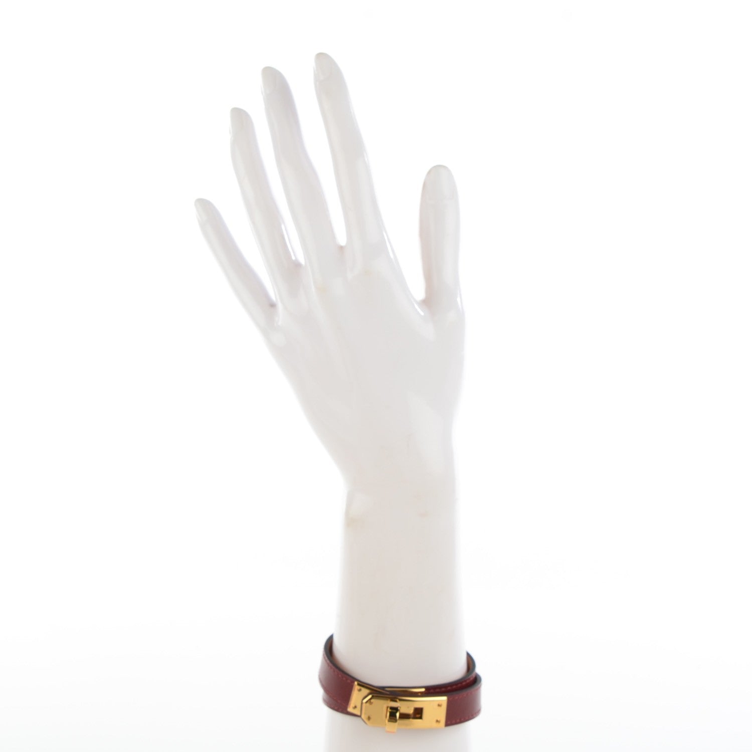 Hermes Tadelakt Kelly Double Tour Bracelet M Rouge H 2 of 7