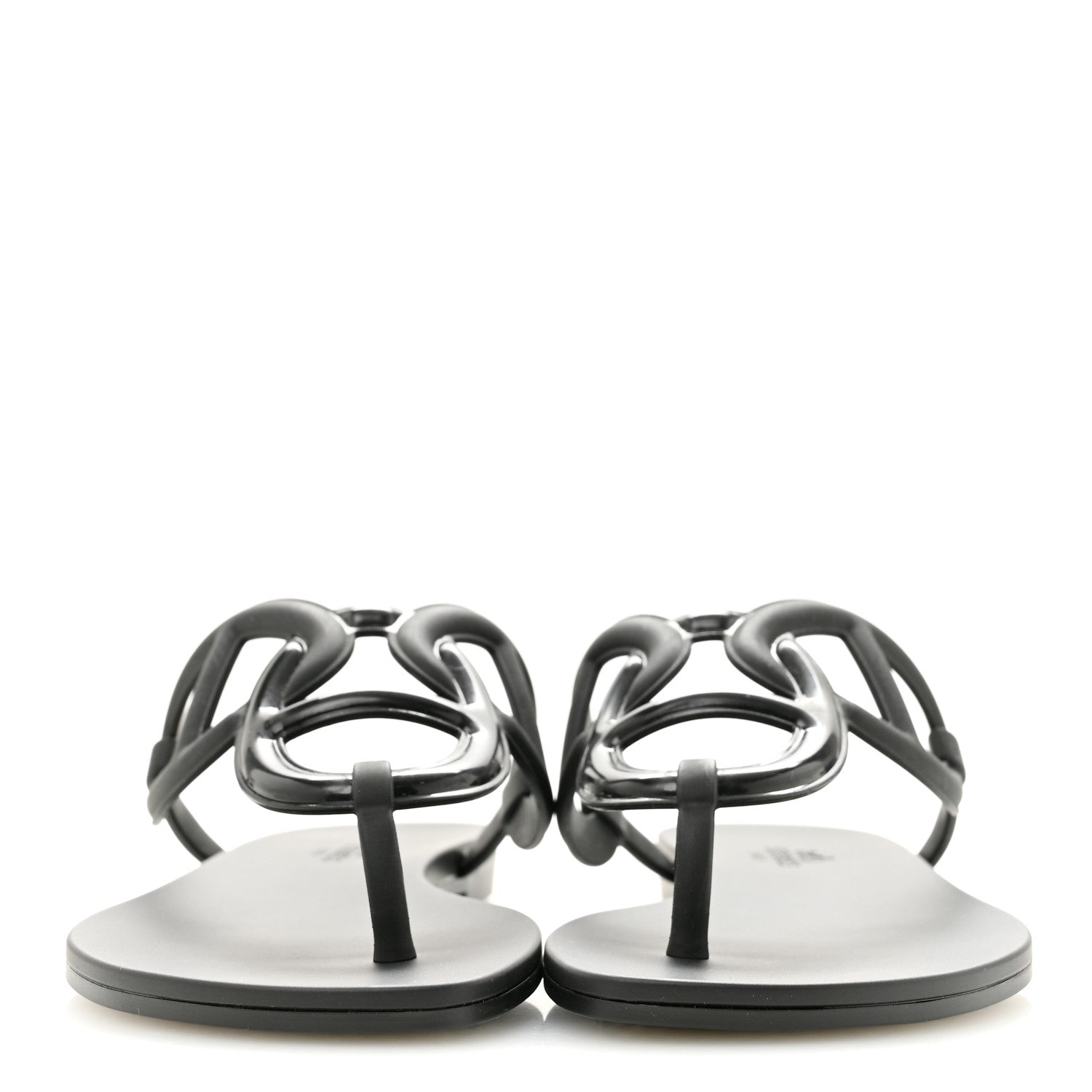 Hermes Rubber Womens Egerie Sandals 37 Black 3 of 10