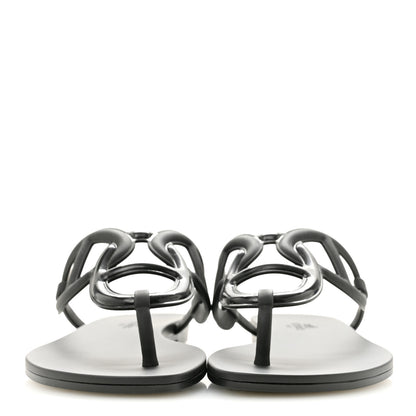 Hermes Rubber Womens Egerie Sandals 37 Black 3 of 10