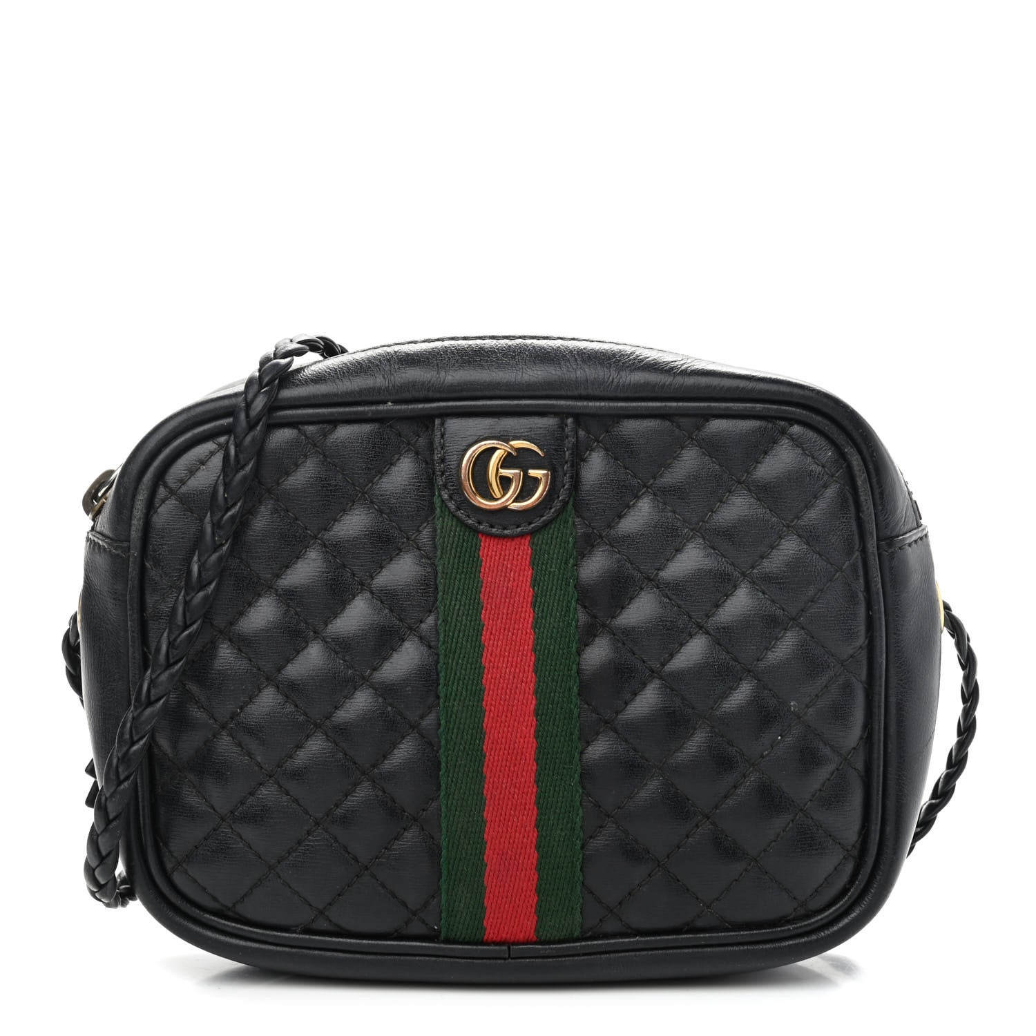 Gucci Calfskin Trapuntata Web Mini GG Shoulder Bag Black 1 of 10