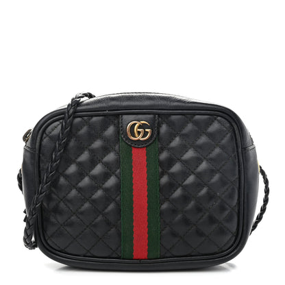 Gucci Calfskin Trapuntata Web Mini GG Shoulder Bag Black 1 of 10