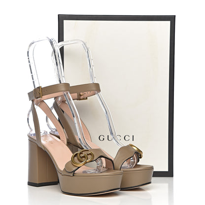 Gucci Calfskin GG Marmont Ankle Wrap 30/85mm Platform Sandals 36.5 Mud 10 of 10