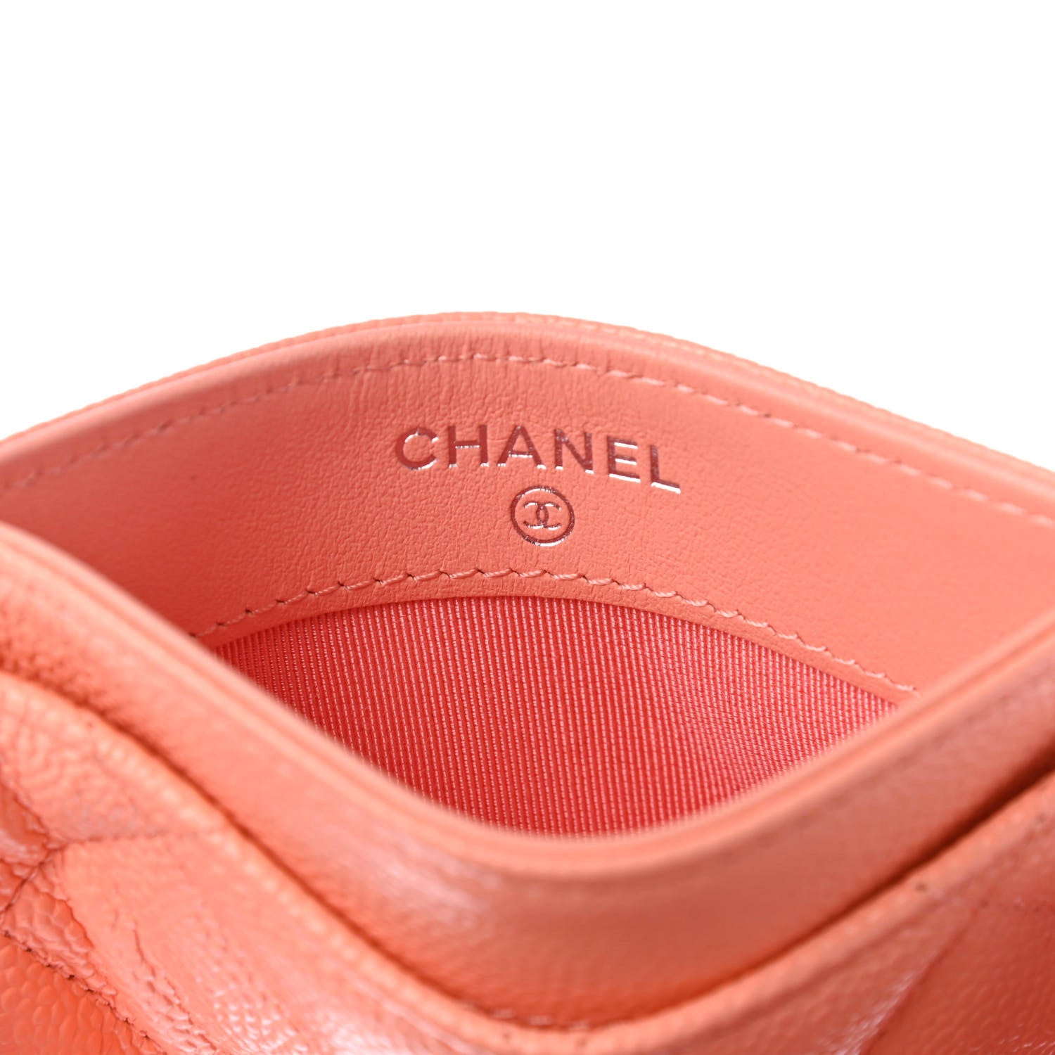 Chanel Caviar Quilted Card Holder Coral 6 of 7