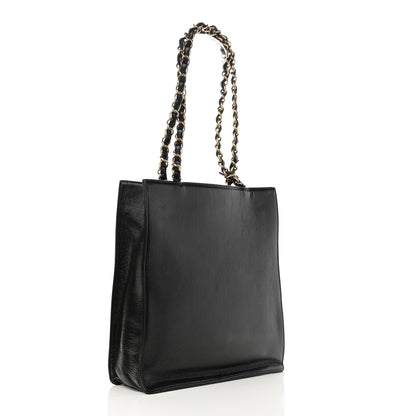 Chanel Shiny Aged Calfskin North South Shopping Bag Black 3 of 10