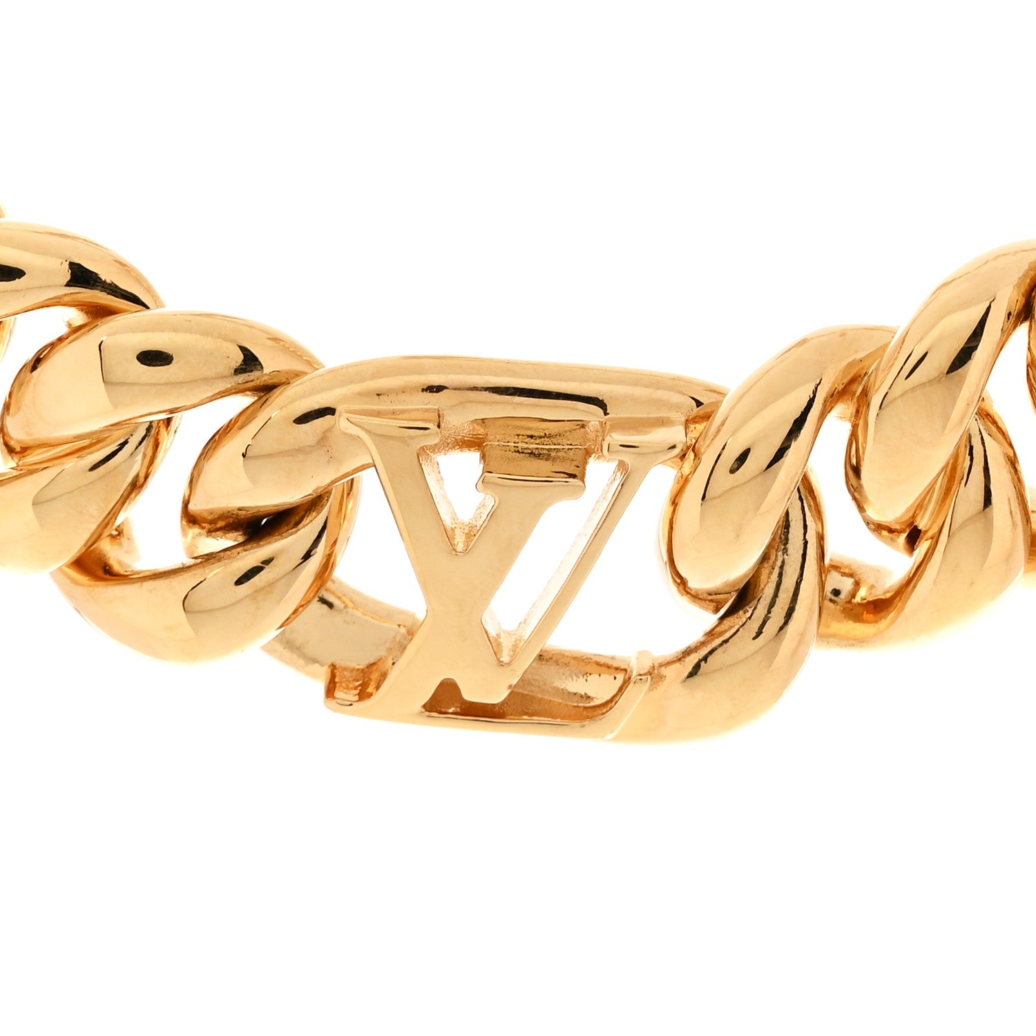 Louis Vuitton Metal LV Curb Chain Necklace Gold 4 of 6
