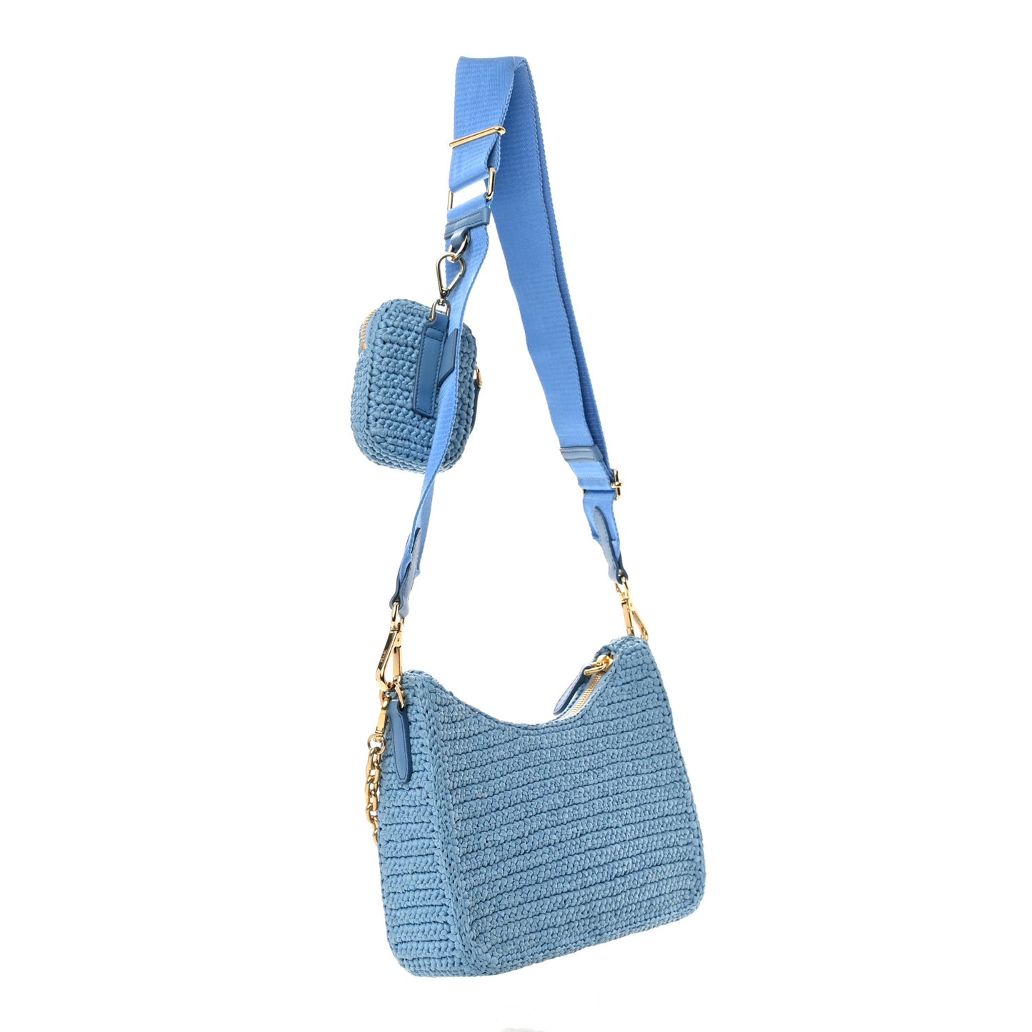 Yarn Raffia Effect Crochet Re-Edition 2005 Shoulder Bag Celeste