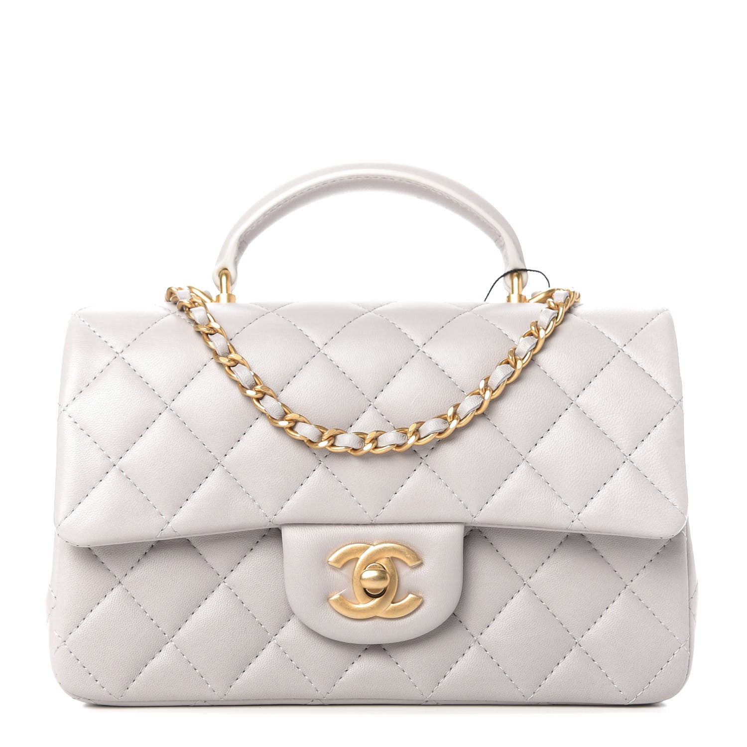 Chanel Lambskin Quilted Mini Top Handle Rectangular Flap Grey 1 of 11