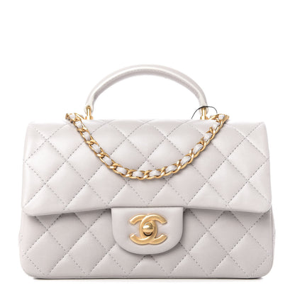 Chanel Lambskin Quilted Mini Top Handle Rectangular Flap Grey 1 of 11