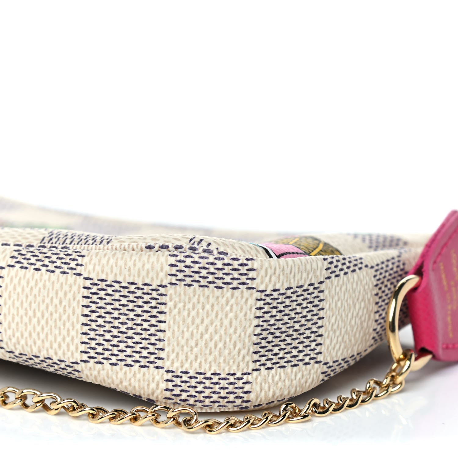 Louis Vuitton Damier Azur 2021 Christmas Animation Hollywood Mini Pochette Accessories Fuchsia 9 of 10