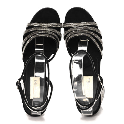 Chanel Strass Suede Pumps 38.5 Black 2 of 9