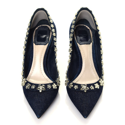 Christian Dior Denim Crystal Garland Pumps 36 Blue Fonce 5 of 10