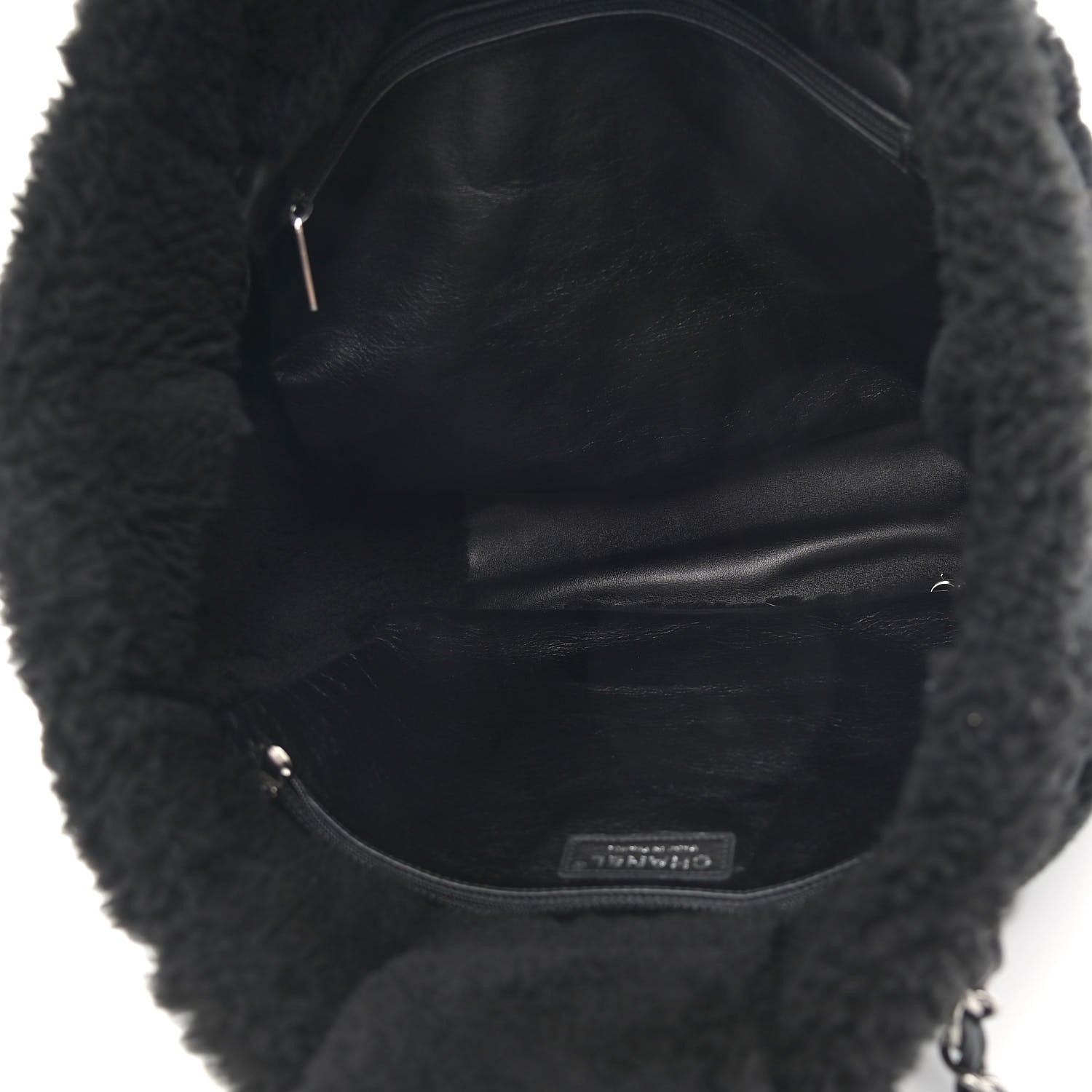 Chanel Lambskin Shearling Large Coco Neige Shopping Tote Black 5 of 10