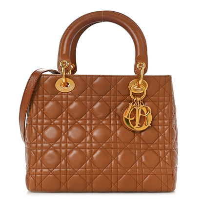 Christian Dior Lambskin Cannage Medium Lady Dior Tan 1 of 12