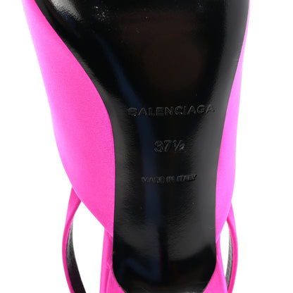 Balenciaga Satin Pointed Toe Knife Slingback 40mm Mules 37.5 Rose Fuchsia 7 of 9