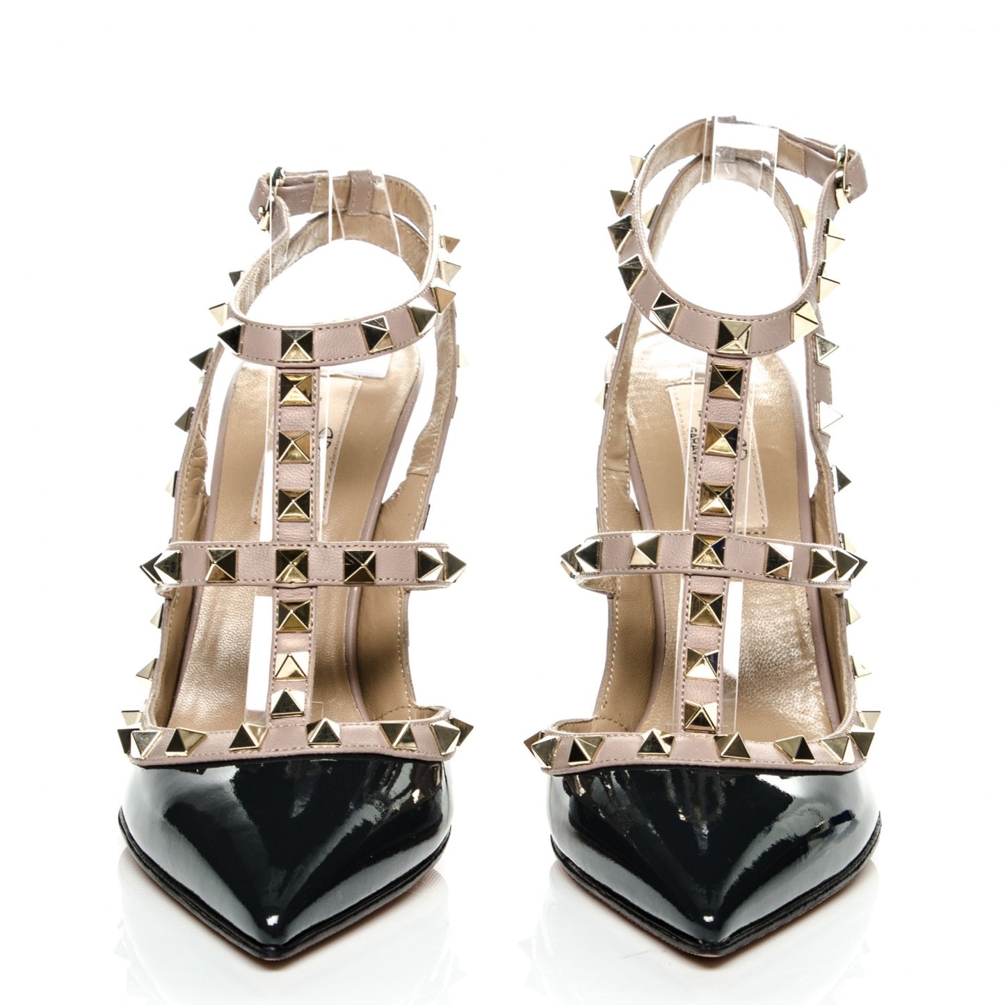 Patent Nappa Rockstud Ankle Strap 100mm Pumps 37 Black Poudre