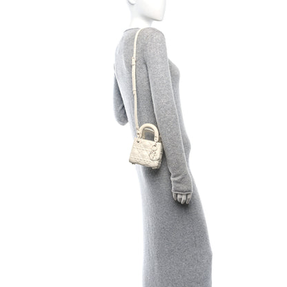 Christian Dior Calfskin Cannage Diamond Micro Lady Dior Latte 3 of 15