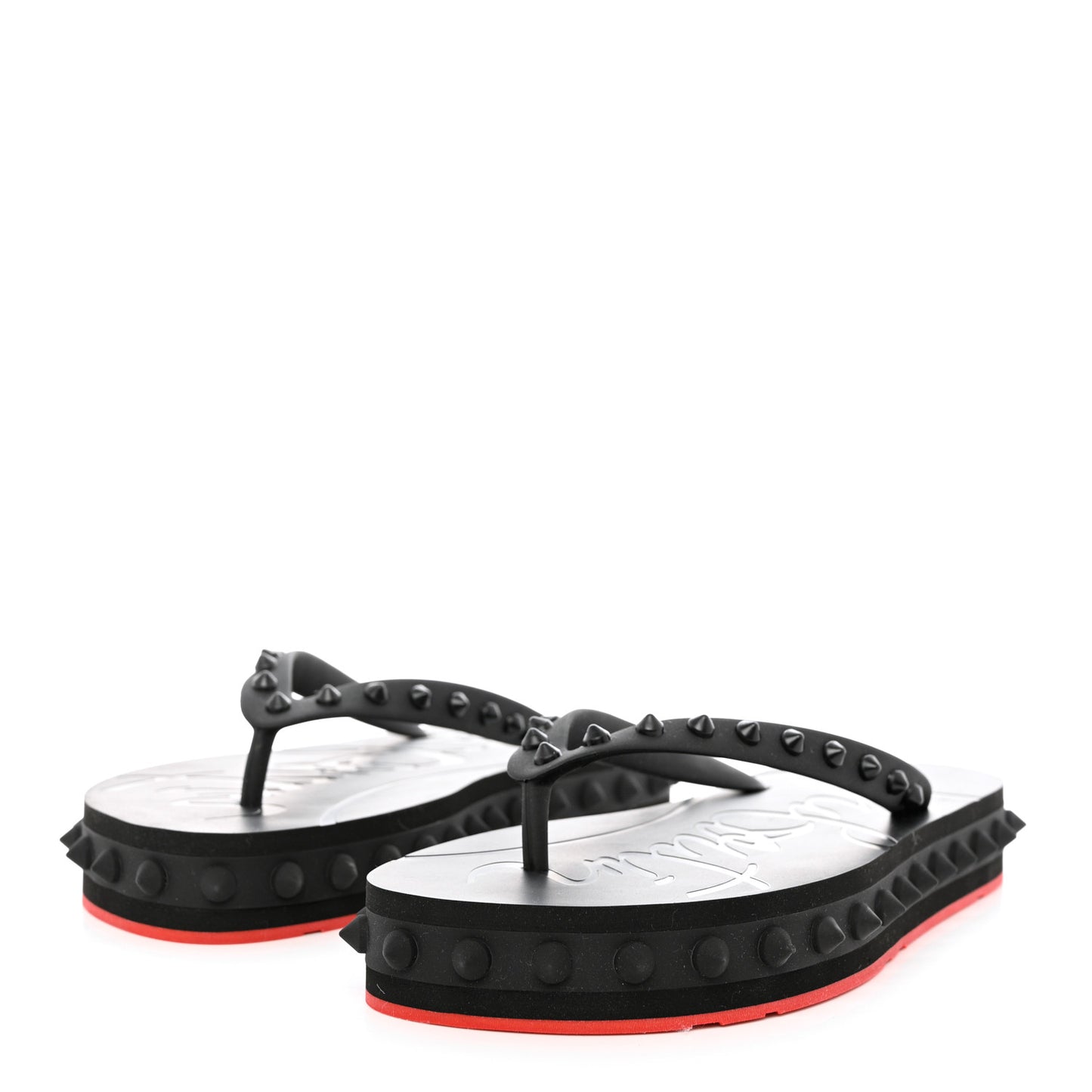 Rubber Spike Loubi Flip Flip Platform Sandals 39 Black
