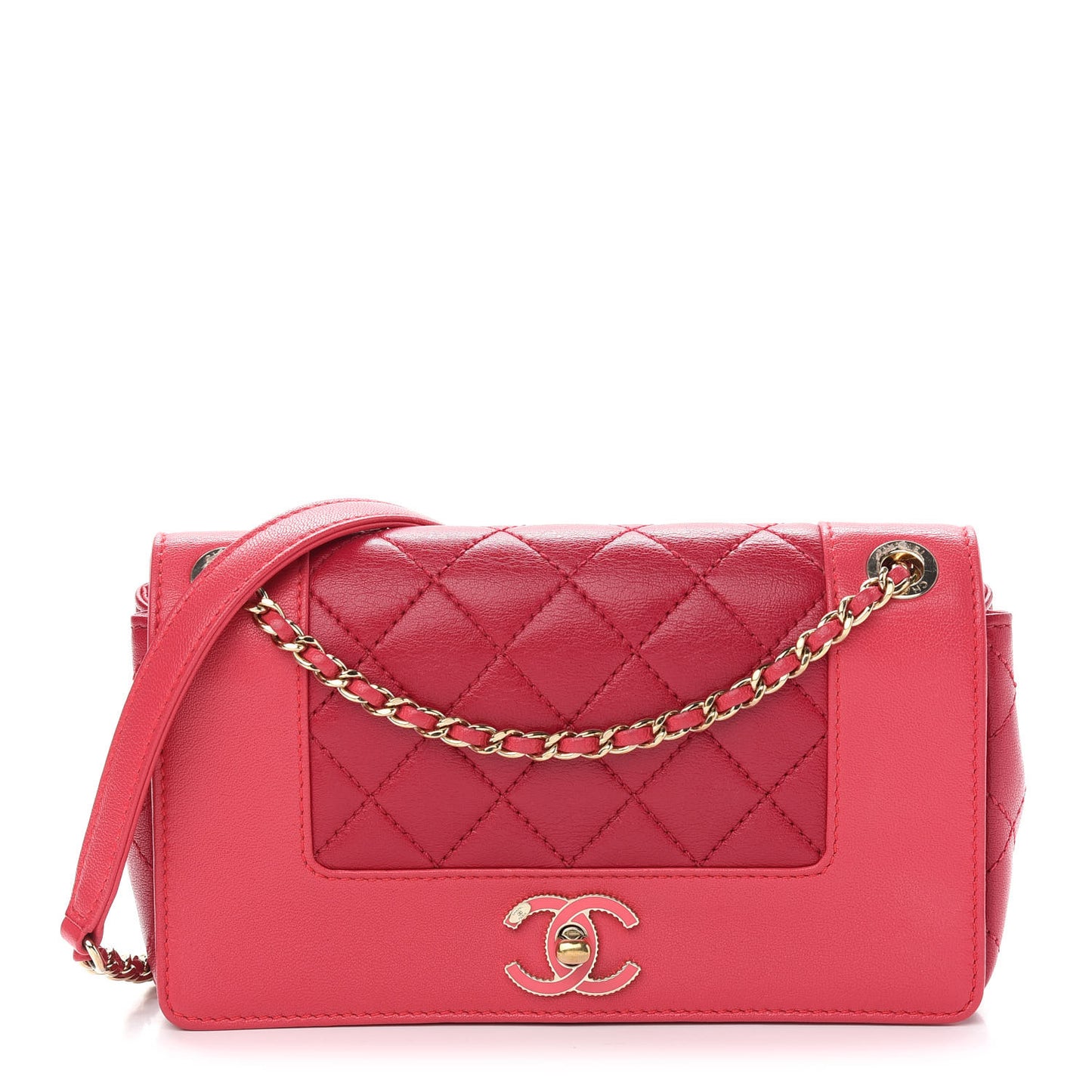 Sheepskin Quilted Small Vintage Mademoiselle Flap Pink Dark Pink