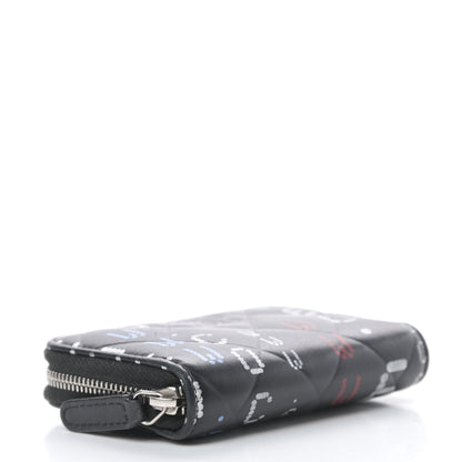 Chanel Lambskin Quilted Data Center Zip Around Coin Purse Wallet Black 4 of 9