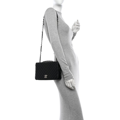 Chanel Calfskin Studded Chevron Quilted Flap Black 2 of 13
