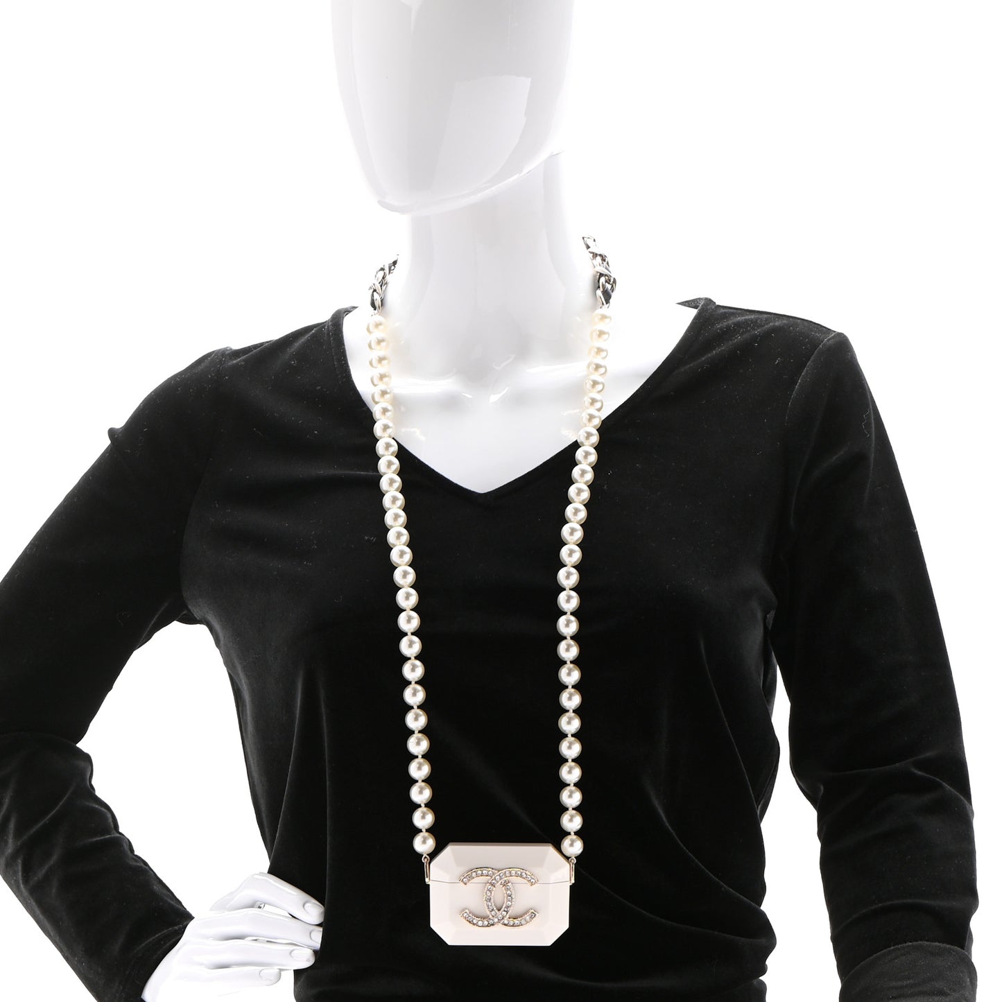 Resin Crystal Pearl Airpod Pro Case Necklace Gold White Pearly Black