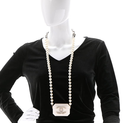 Chanel Resin Crystal Pearl Airpod Pro Case Necklace Gold White Pearly Black 2 of 7