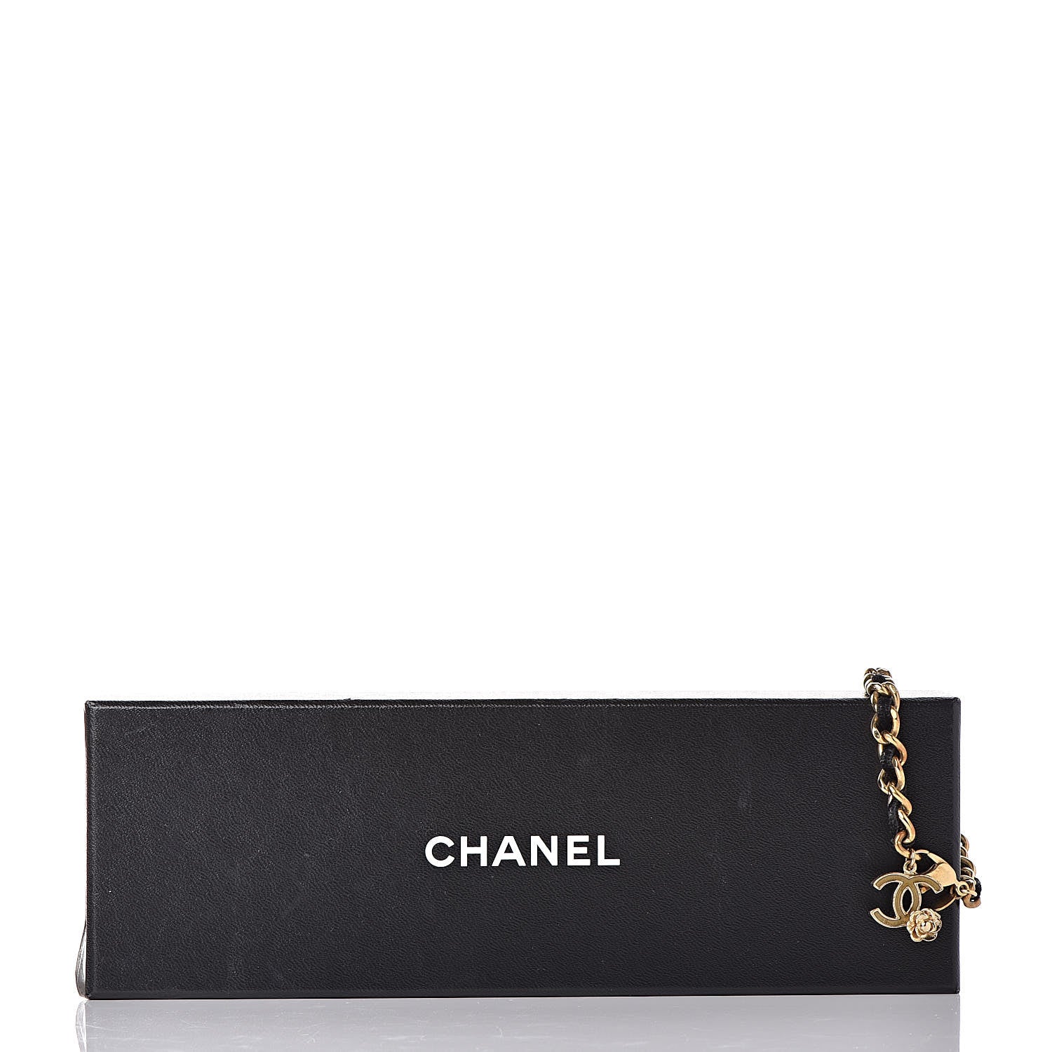 Chanel Lambskin Chain CC Camellia Bracelet Black Gold 5 of 5