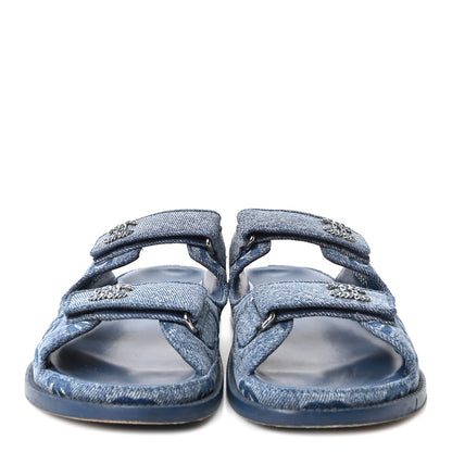 Chanel Denim CC Velcro Dad Chain CC Slide Sandals 39 Blue 3 of 10