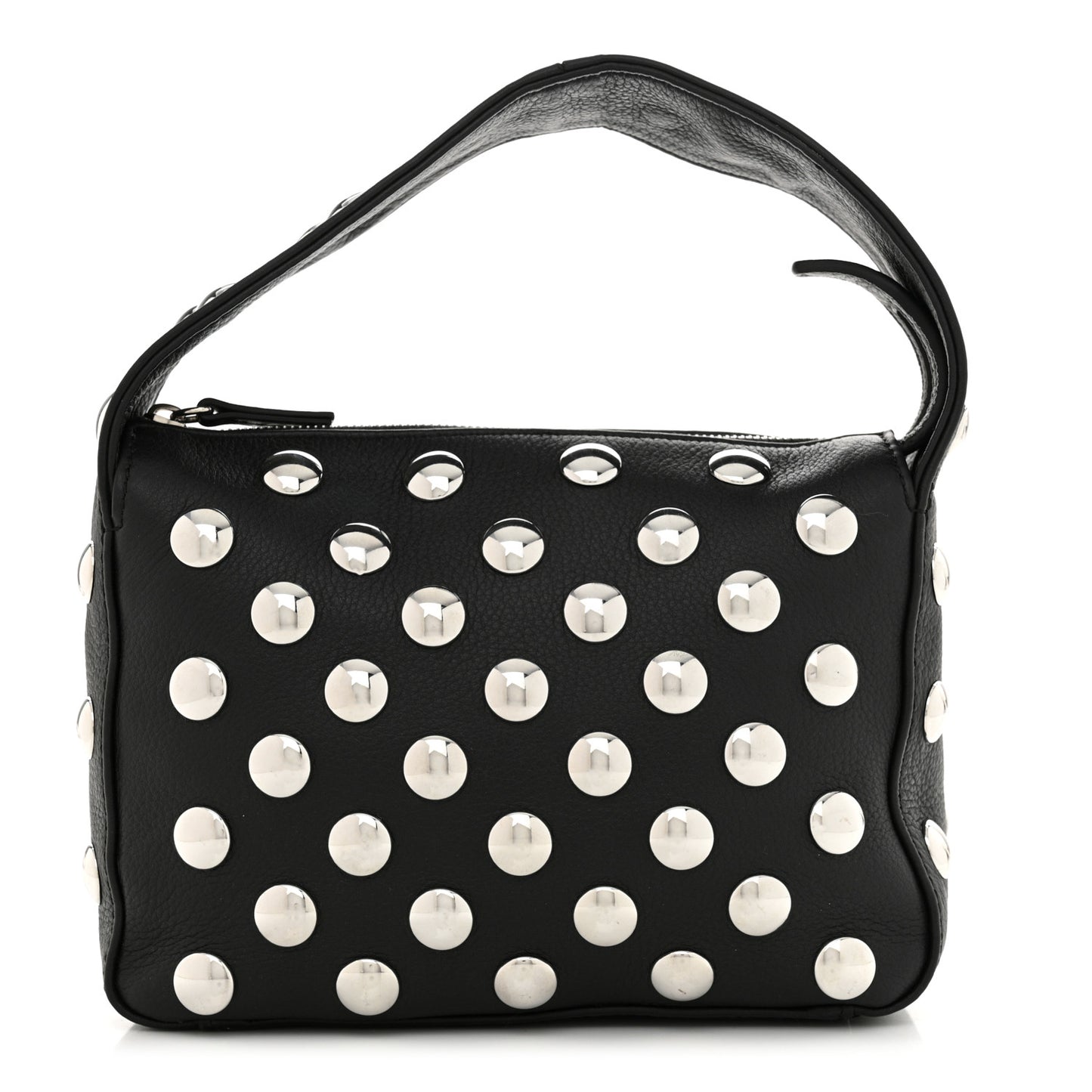 Pebbled Sport Calfskin Studded Small Elena Black
