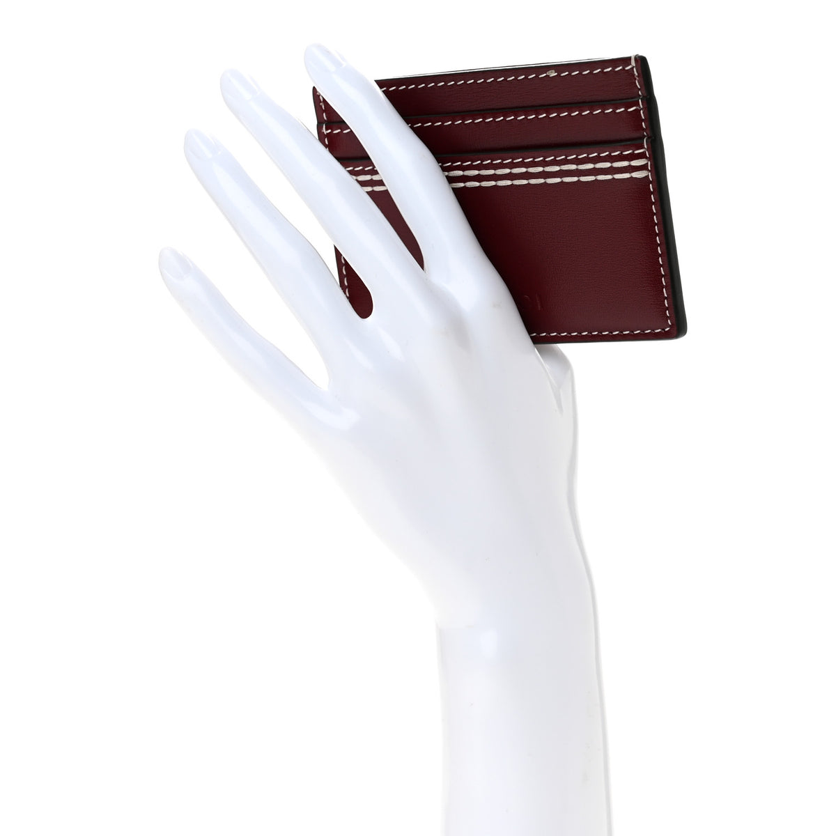 Calfskin Logo Card Holder Burgundy