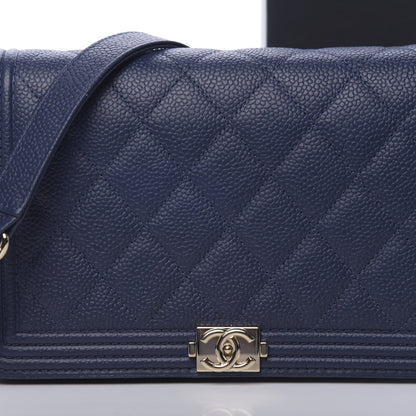 Chanel Caviar Quilted Boy Wallet On Chain WOC Navy 11 of 12