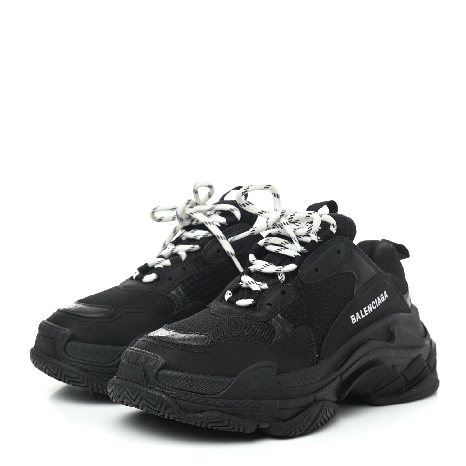 Balenciaga Fabric Mesh Womens Triple S Sneakers 39 Black 3 of 7