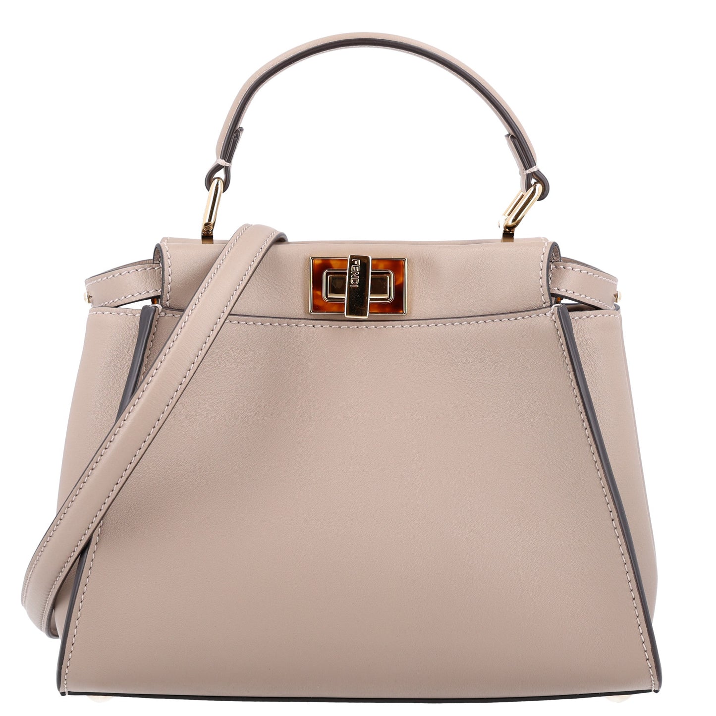 Vitello Seta Shiny Nappa Plexiglass Tortoise Mini Peekaboo Iconic Satchel Tortora