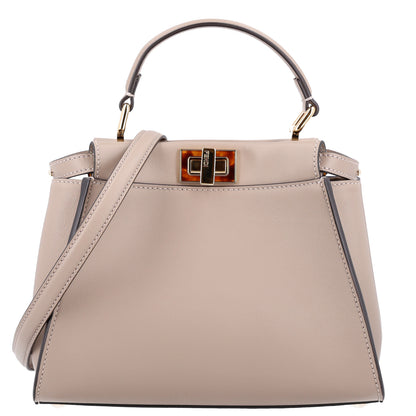 Fendi Vitello Seta Shiny Nappa Plexiglass Tortoise Mini Peekaboo Iconic Satchel Tortora 1 of 10