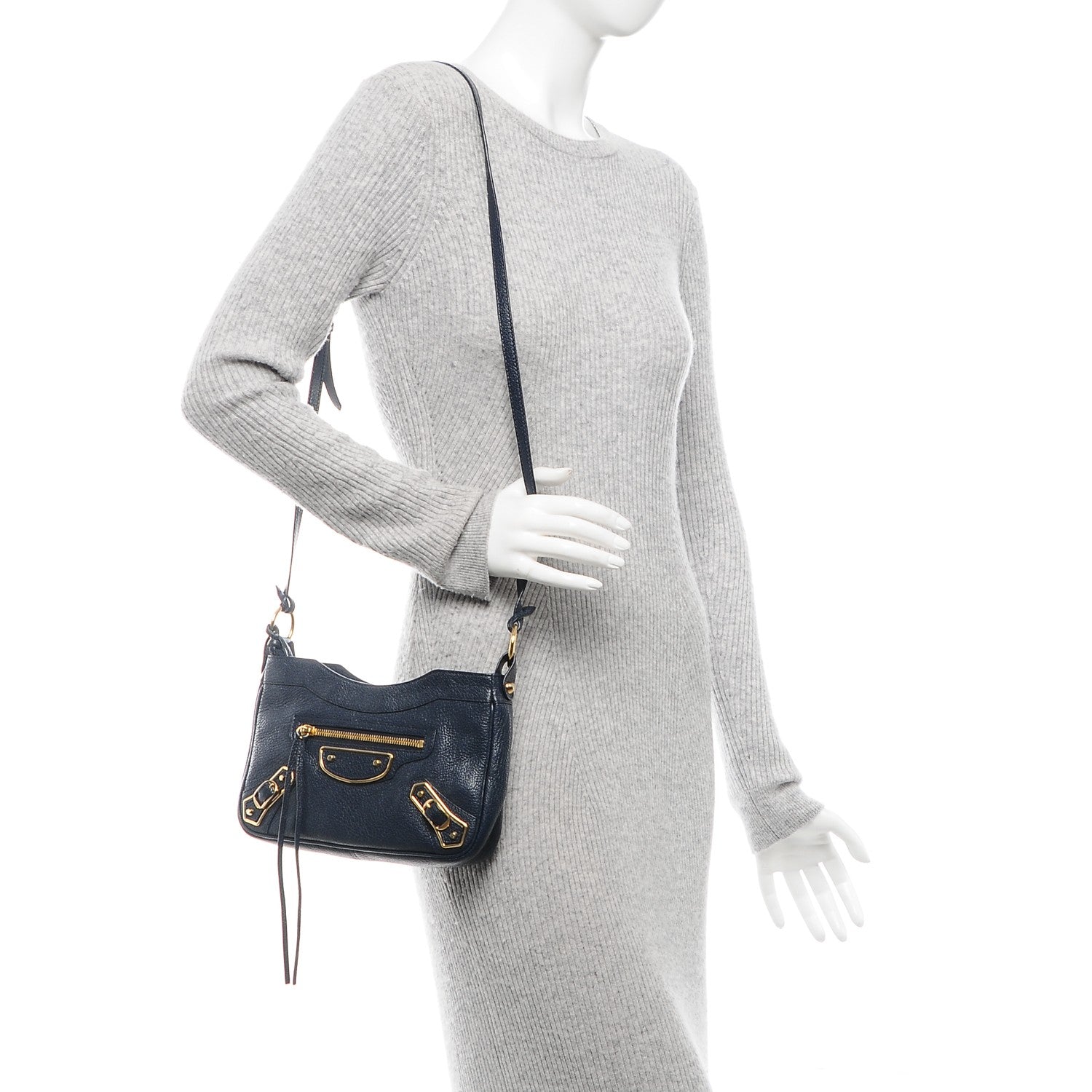 Balenciaga Chevre Gold Metallic Edge Hardware Hip Bleu Nuit 2 of 7