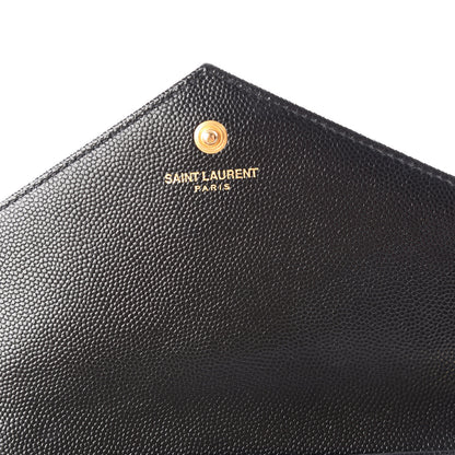 Saint Laurent Grain De Poudre Matelasse Chevron Monogram Chain Wallet Black 7 of 10